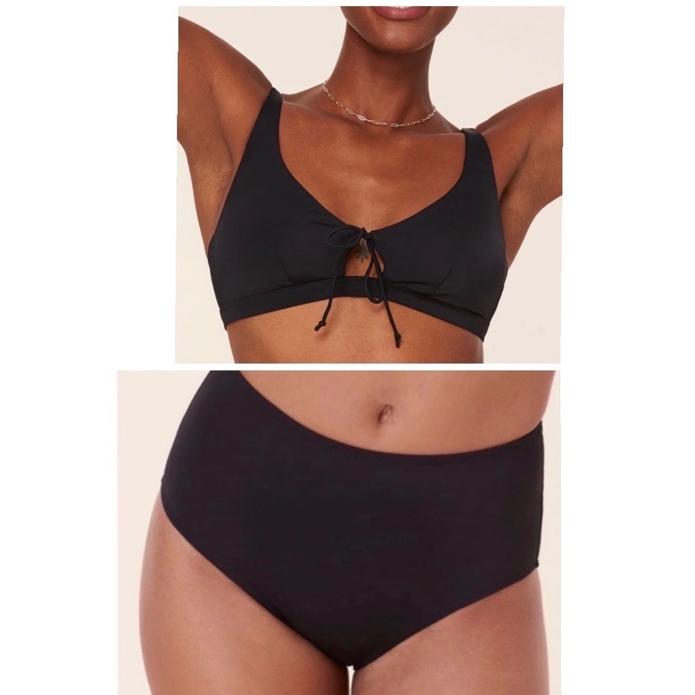 Andie Bikini Set Crete Top High Waisted Bottom Black Size‎ S NWT